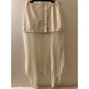 12th‎ Tribe Women's Size XL Cotton Pleated Skirt Gauze Beige NWT